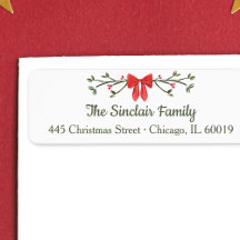 Elegant Bow & Holly Personalized Christmas Return