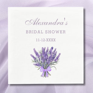 Elegant Bow Lavender Floral Bridal Shower Napkins