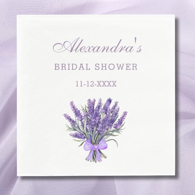 Elegant Bow Lavender Floral Bridal Shower  Napkins (Creator Uploaded)