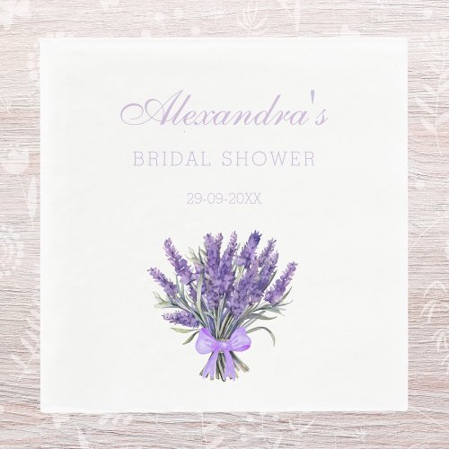 Elegant Bow Lavender Floral Bridal Shower  Napkins