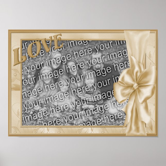 Elegant Bow Love Frame Wedding Photo  Poster (Front)