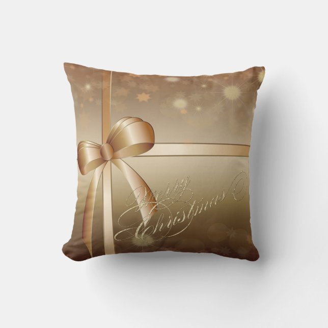 Elegant Bow , Merry Christmas Throw Pillow (Front)