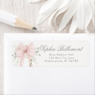 Elegant Bow Neutral Baby Shower Return Address Label
