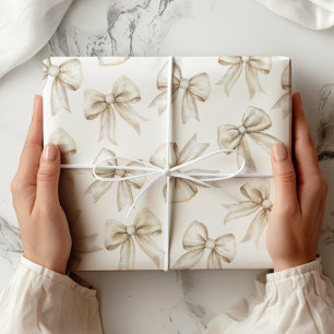 Elegant Bow Neutral Wrapping Paper