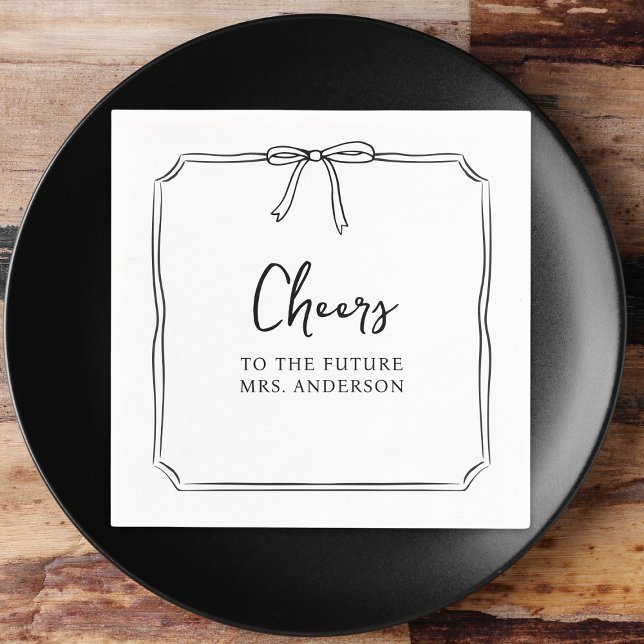 Elegant Bow Personalized Cheers Bridal Shower  Napkins (Creator Uploaded)