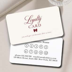 Elegant Bow Red Beige 10 Loyalty Cards