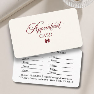 Elegant Bow Red Beige Salon Appointment Card