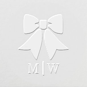 Elegant Bow Ribbon #1 Wedding Couple Initials Embosser