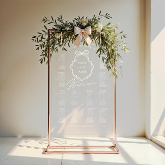 Elegant Bow & Ribbon Crest Wedding Seating Chart