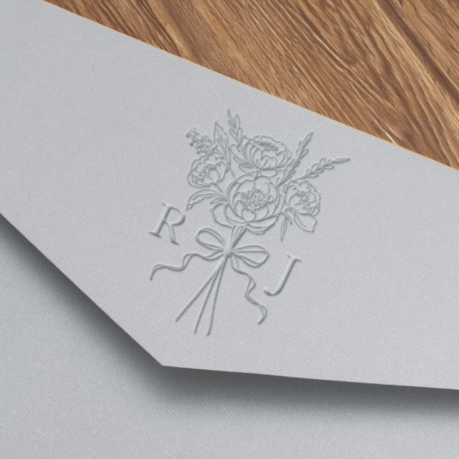 Elegant Bow & Ribbon Floral Bouquet Monogram  Embosser ( Elegant Bow & Ribbon Floral Bouquet Monogram Embosser)