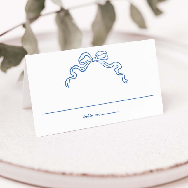 Elegant Bow Ribbon Hand-Drawn Doodles Wedding Place Card (Creator Uploaded)
