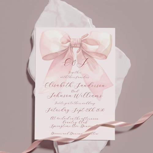 Elegant bow romantic pastel pink wedding 