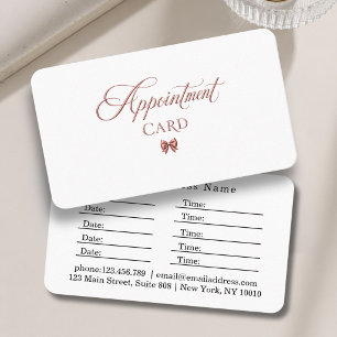 Elegant Bow Rosegold White Salon Appointment Card