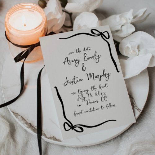 Elegant Bow Save The Date Card