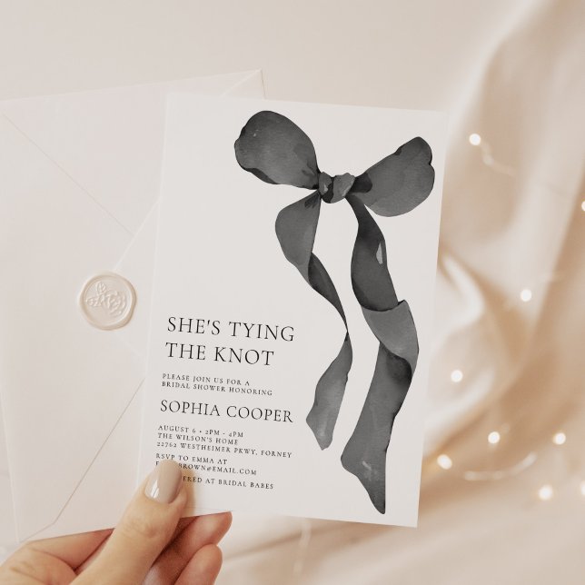 Elegant Bow She's Tying the Knot Bridal Shower Invitation (Creator Uploaded)