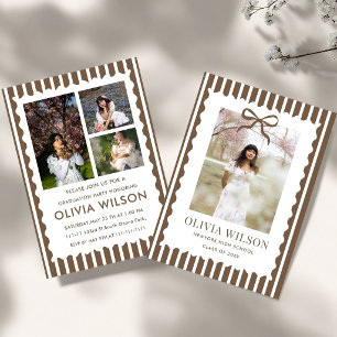 Elegant Bow Striped Graduation Party Invite, 2026 Invitation
