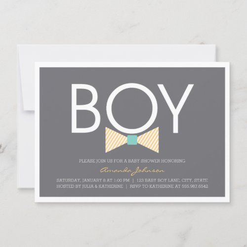 Elegant Bow Tie Boy Baby Shower Invitations 4.5" X 6.25" Invitation Card