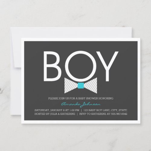 Elegant Bow Tie Boy Baby Shower Invitations