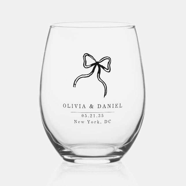 Elegant Bow Wedding favor Glass (Front)