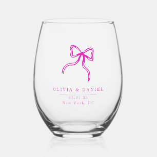 Elegant Bow Wedding pink favor Glass