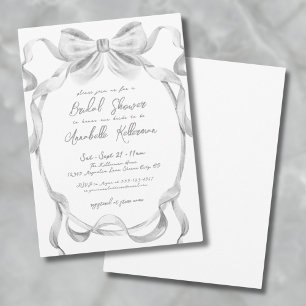 Elegant Bow Whimsical Vintage Bridal Shower Invitation