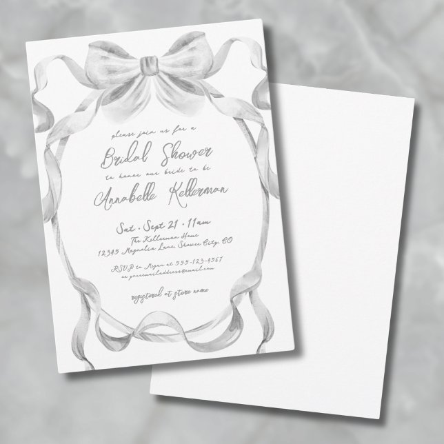 Elegant Bow Whimsical Vintage Bridal Shower Invitation (Elegant Bow Whimsical Vintage Bridal Shower Invitation)