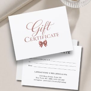 Elegant Bow White Rosegold Gift Certificate