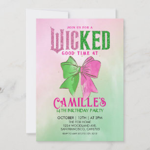 Elegant Bow Wicked Girl Birthday Party Invitation