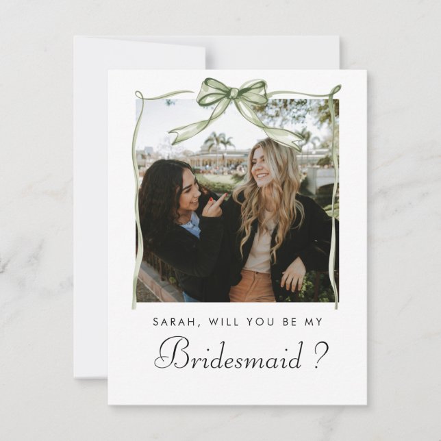 Elegant Bow Will You Be My Bridesmaid Photo (Front)