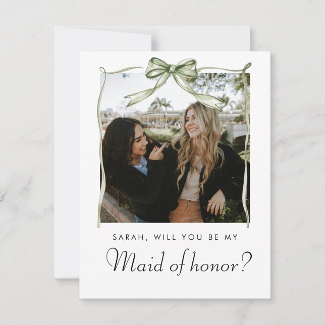 Elegant Bow Will You Be My Maid of honor Photo (Front)
