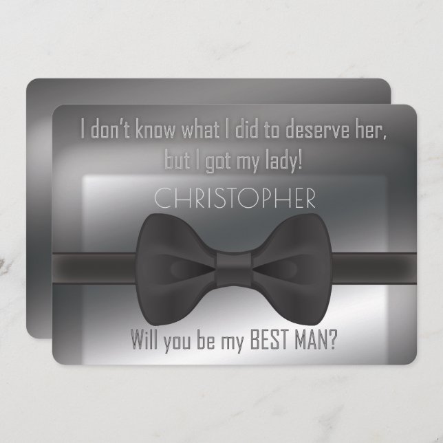 Elegant Bowtie Will You Be My Best Man Invitation (Front/Back)