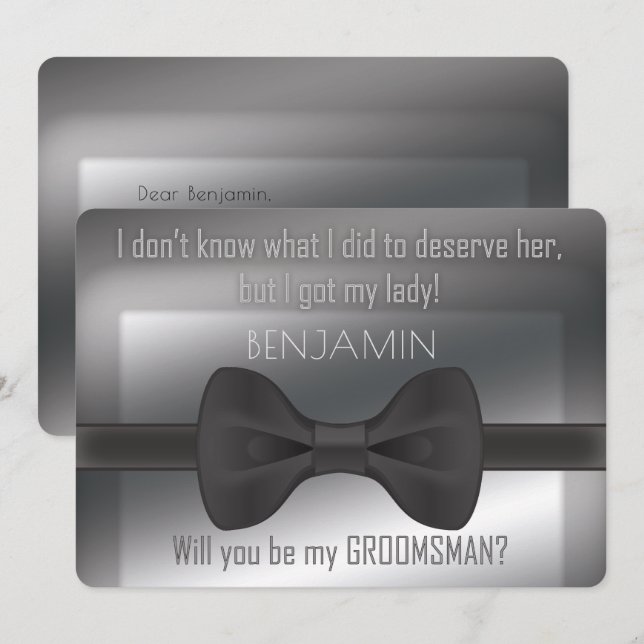 Elegant Bowtie Will You Be My Groomsman Invitation (Front/Back)