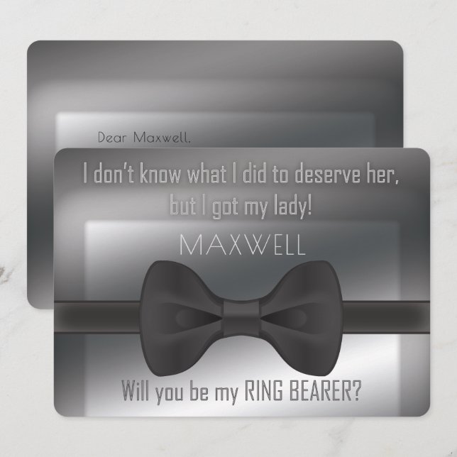 Elegant Bowtie Will You Be My Ring Bearer Invitation (Front/Back)