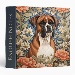 Elegant Boxer Dog William Morris Inspired 3 Ring Binder
