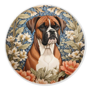 Elegant Boxer Dog William Morris Inspired Ceramic Knob