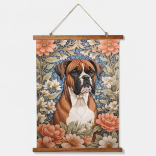 Elegant Boxer Dog William Morris Inspired  Hanging Tapestry