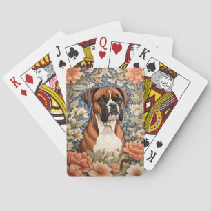 Elegant Boxer Dog William Morris Inspired Poker Cards