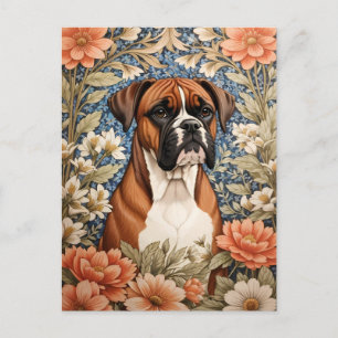Elegant Boxer Dog William Morris Inspired Postcard