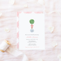 Elegant Boxwood Ginger Jar Little Girl Baby Shower Invitation