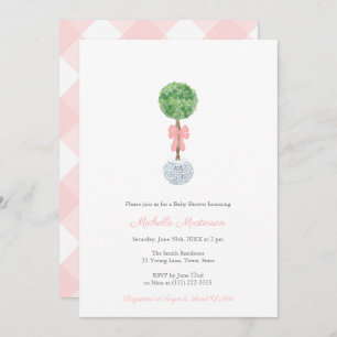 Elegant Boxwood Ginger Jar Little Girl Baby Shower Invitation