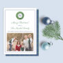 Elegant Boxwood Wreath Plaid Horizontal Photo Holiday Card