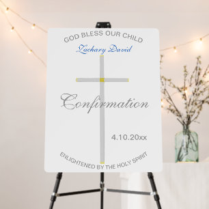 Elegant Boy Confirmation Silver Cross Foam Board