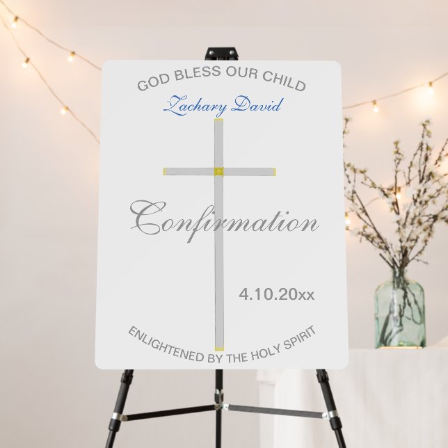 Elegant Boy Confirmation Silver Cross Foam Board (In Situ (Stand))