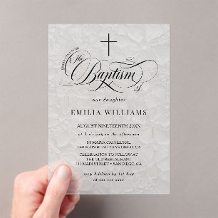 Elegant Boy Girl Baptism Acrylic Invitations