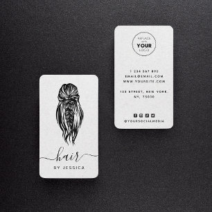 Elegant Braid Wavy Hair Salon Gray Kraft Paper Business Card