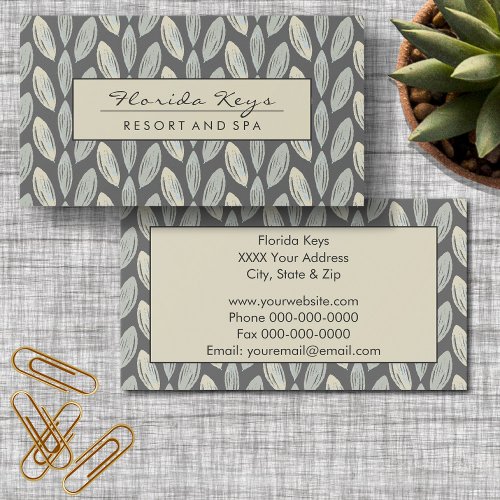 Elegant Braided Leaves Pattern Light Gray Business Card