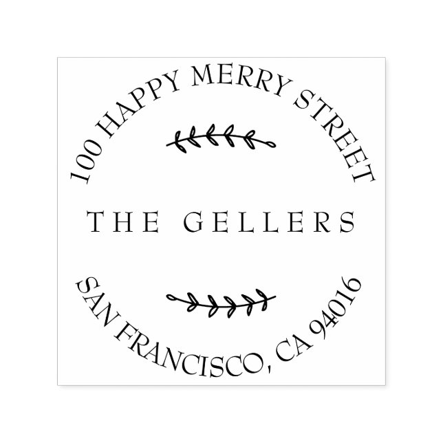 Elegant Branch Family Name Return Address Self-inking Stamp (Design)