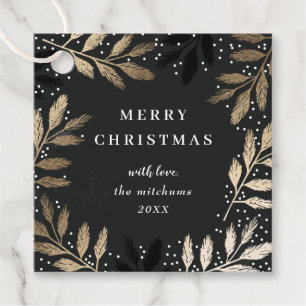 Elegant Branch Merry Christmas Favor Tags
