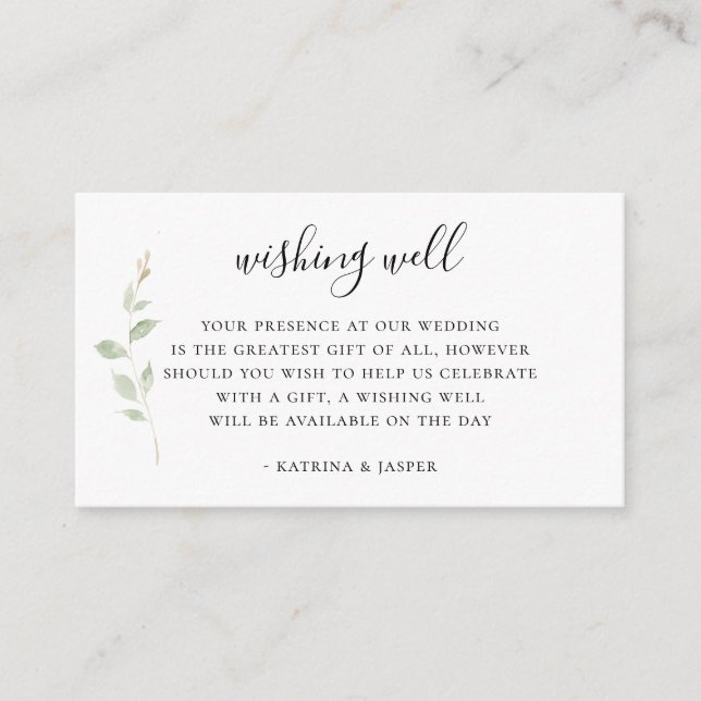Elegant Branch Navy Wedding Wishing Well Enclosure Card (Front)