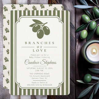 Elegant Branches of Love Olive Baby Shower Invitation